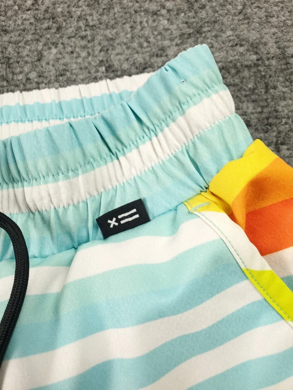 TomboyX Swim 7 Inch Shorts Size XS Unisex Mid Rise Spandex Rainbow Pride Stripe